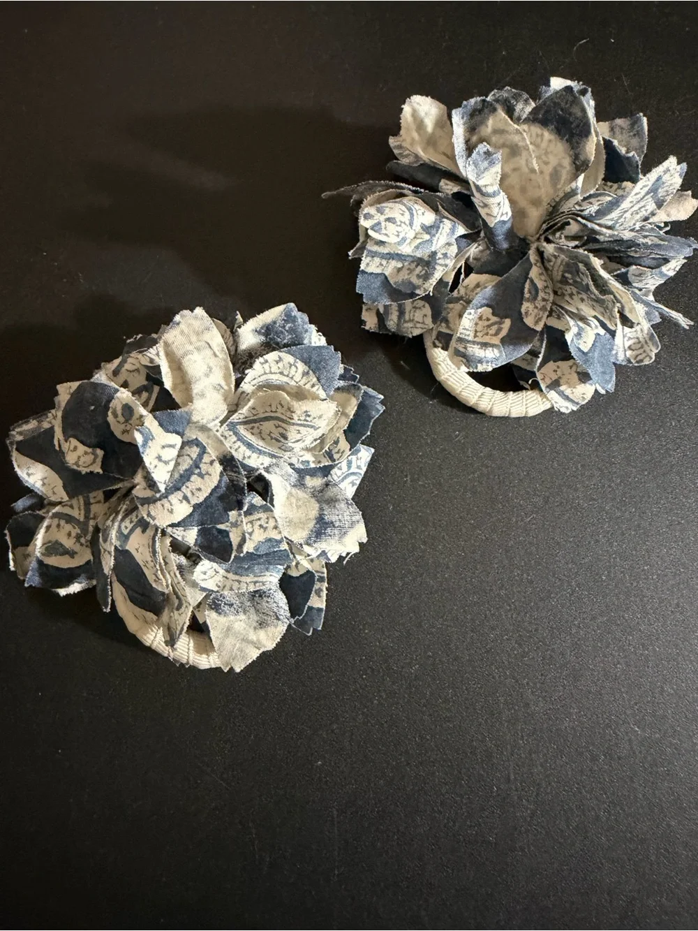 Handmade Blue and White Floral Fabric napkin rings -